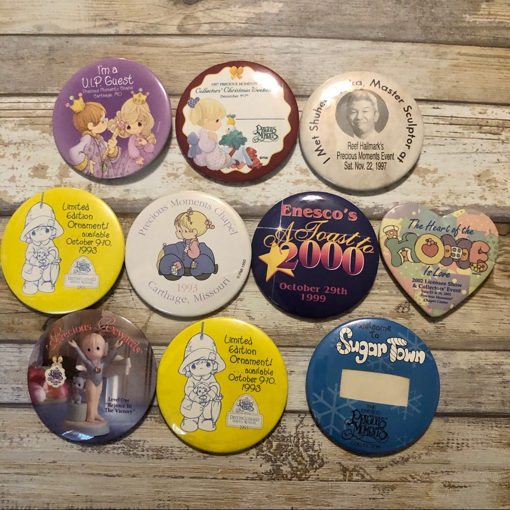 Bundle Of 10 Vintage Precious Moments Button Pins